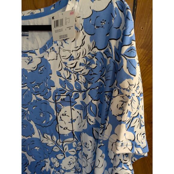 Basic Editions Woman Shirt Plus Size 4X XXXX Floral Top Tunic Blouse Flowers New - Picture 6 of 9